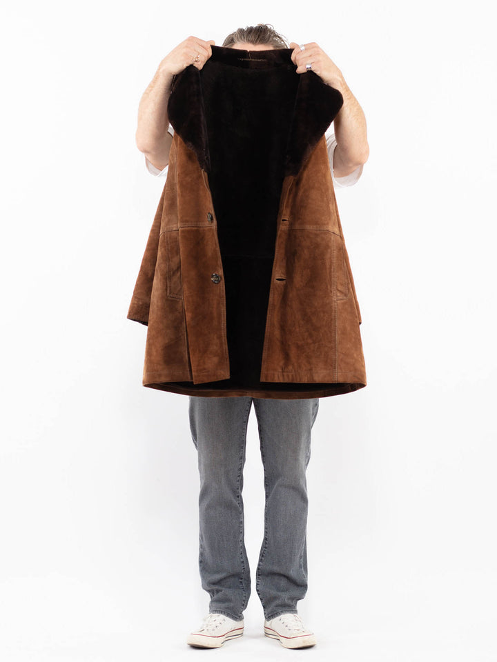 Vintage 70's Men Suede Sherpa Coat in BrownZ2028