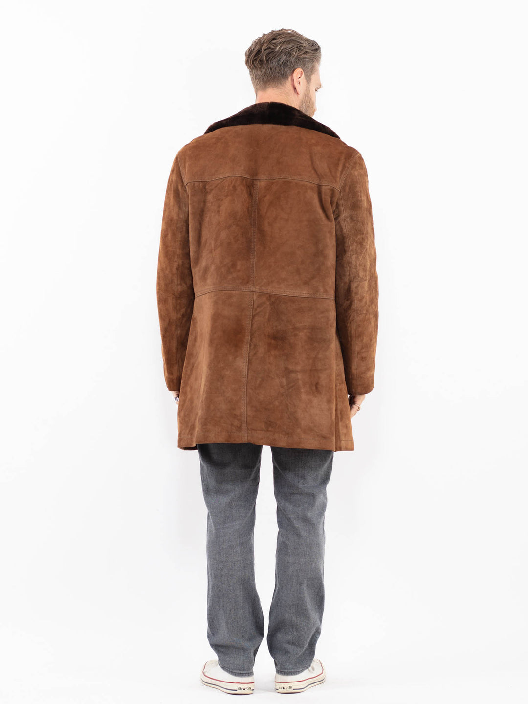 Vintage 70's Men Suede Sherpa Coat in BrownZ2028
