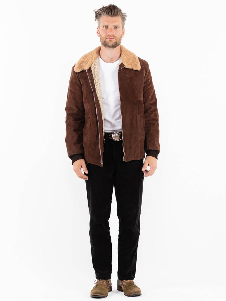Vintage 70's Men Suede Sherpa Jacket in BrownZ1897