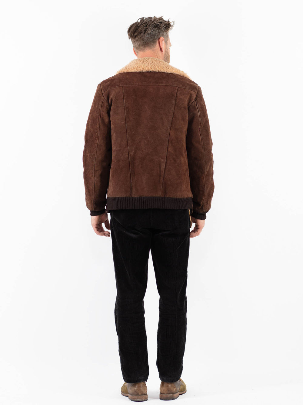 Vintage 70's Men Suede Sherpa Jacket in BrownZ1897