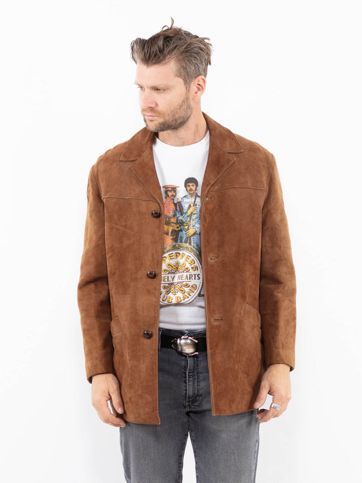 Vintage 70's Men Suede Sherpa Jacket in BrownZ2022