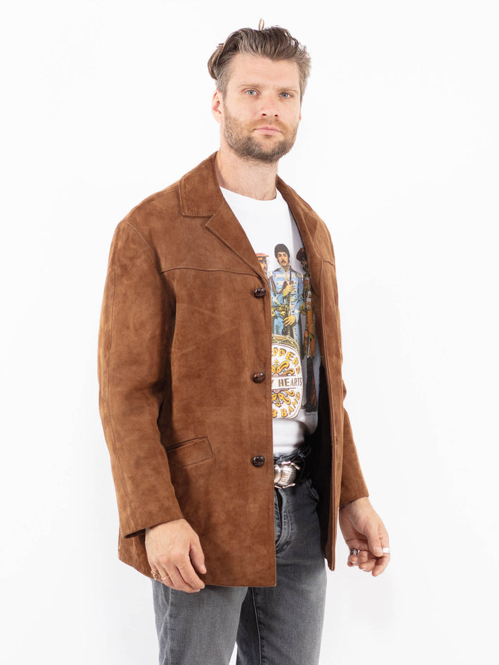 Vintage 70's Men Suede Sherpa Jacket in BrownZ2022
