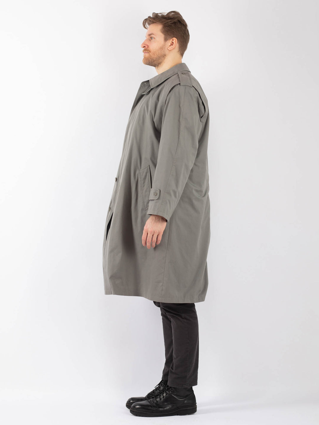 Vintage 70's Men Trench in GrayZ1244