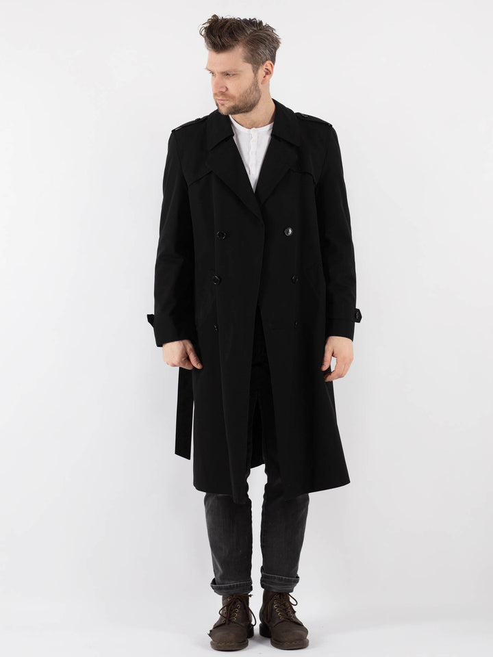 Vintage 70's Men Trench Coat in BlackZ795