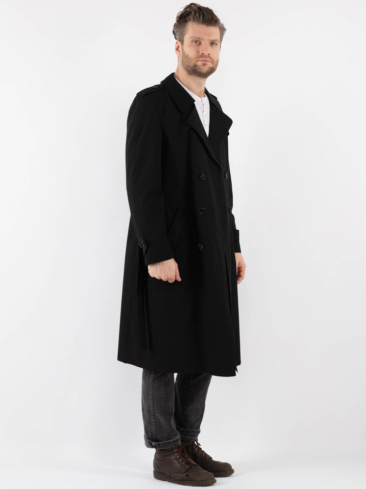 Vintage 70's Men Trench Coat in BlackZ795