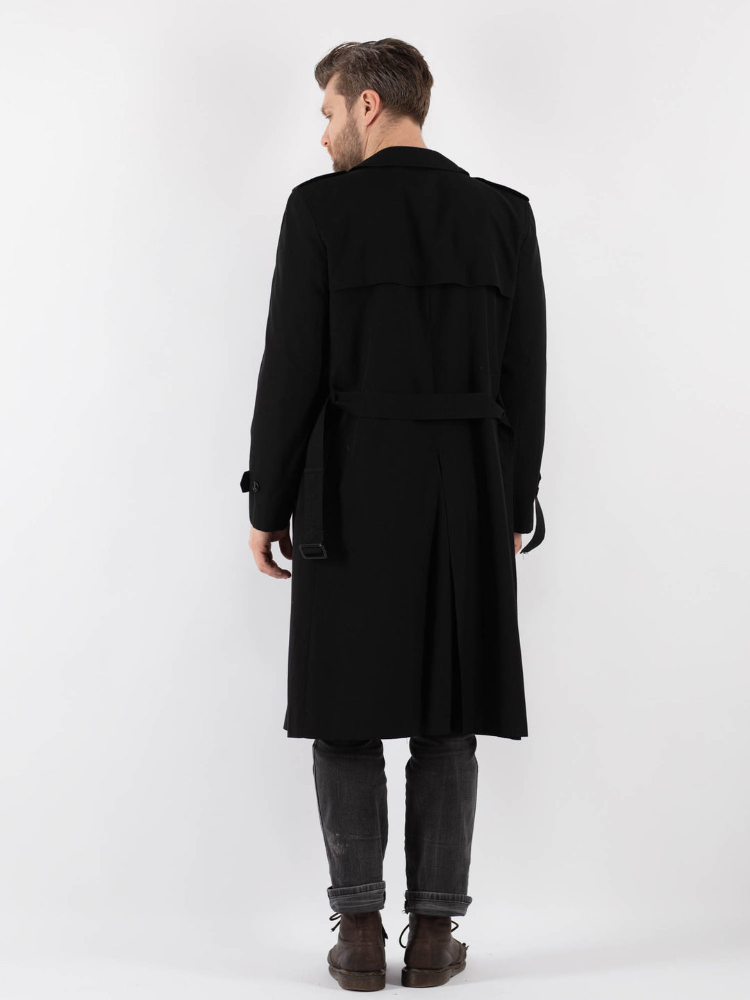 Vintage 70's Men Trench Coat in BlackZ795