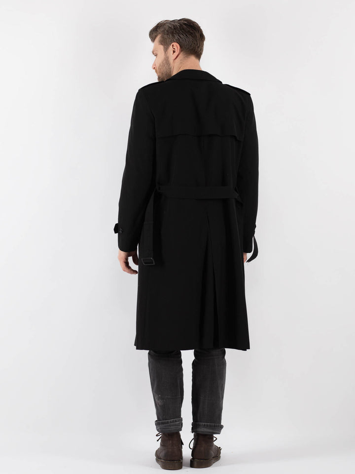 Vintage 70's Men Trench Coat in BlackZ795