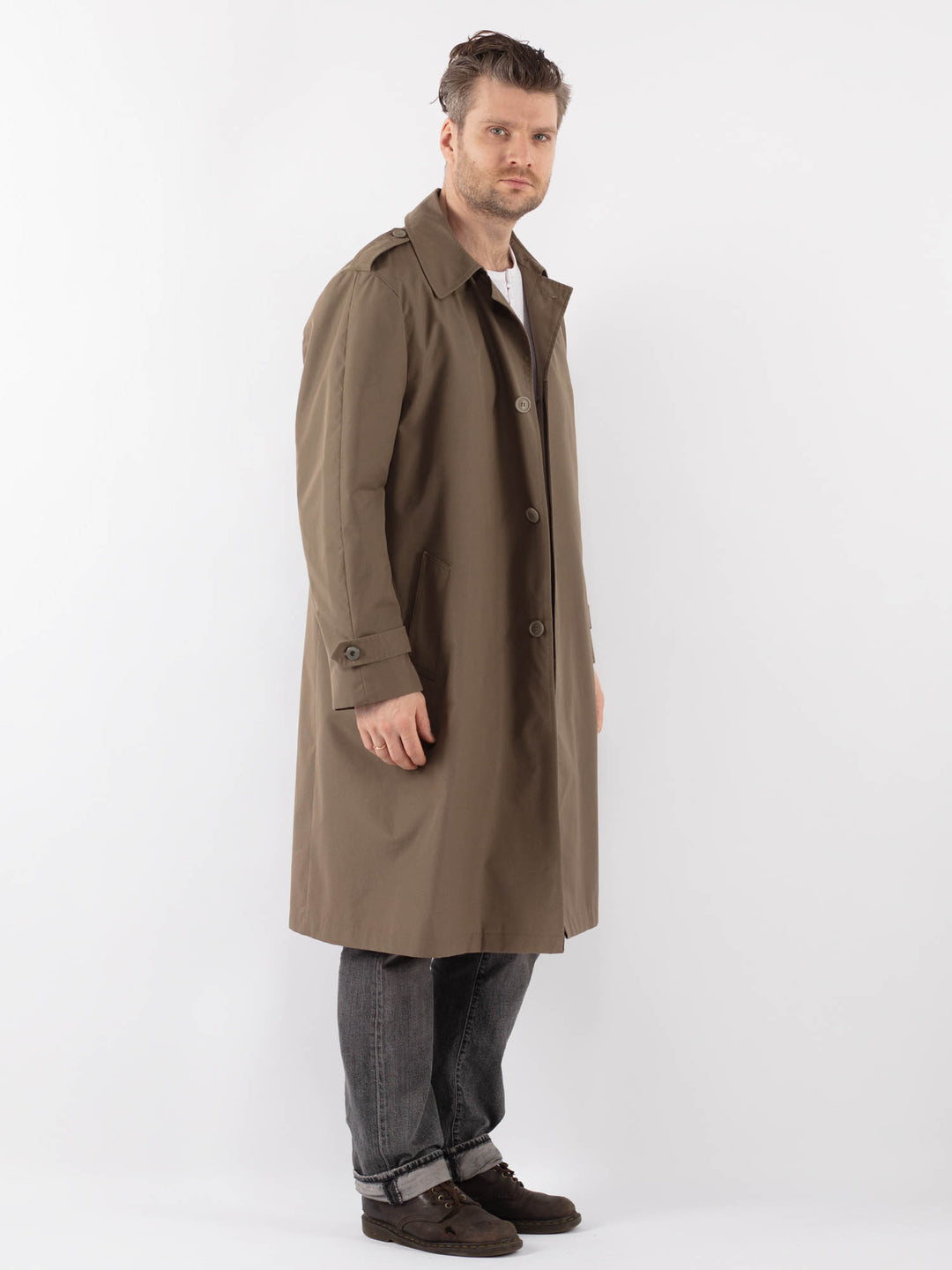 Vintage 70's Men Trench Coat in Beige