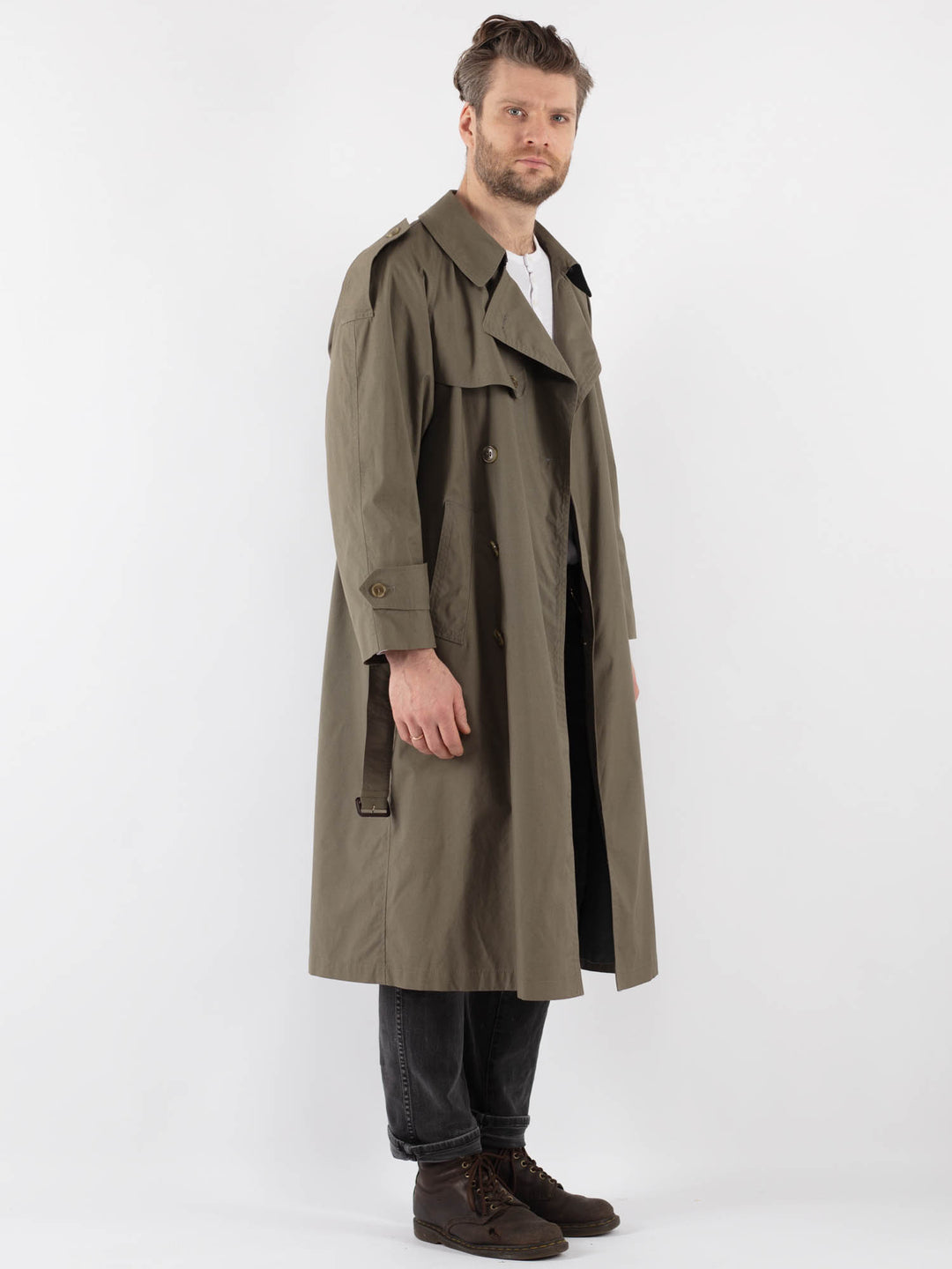 Vintage 70's Men Trench Coat in KhakiZ805