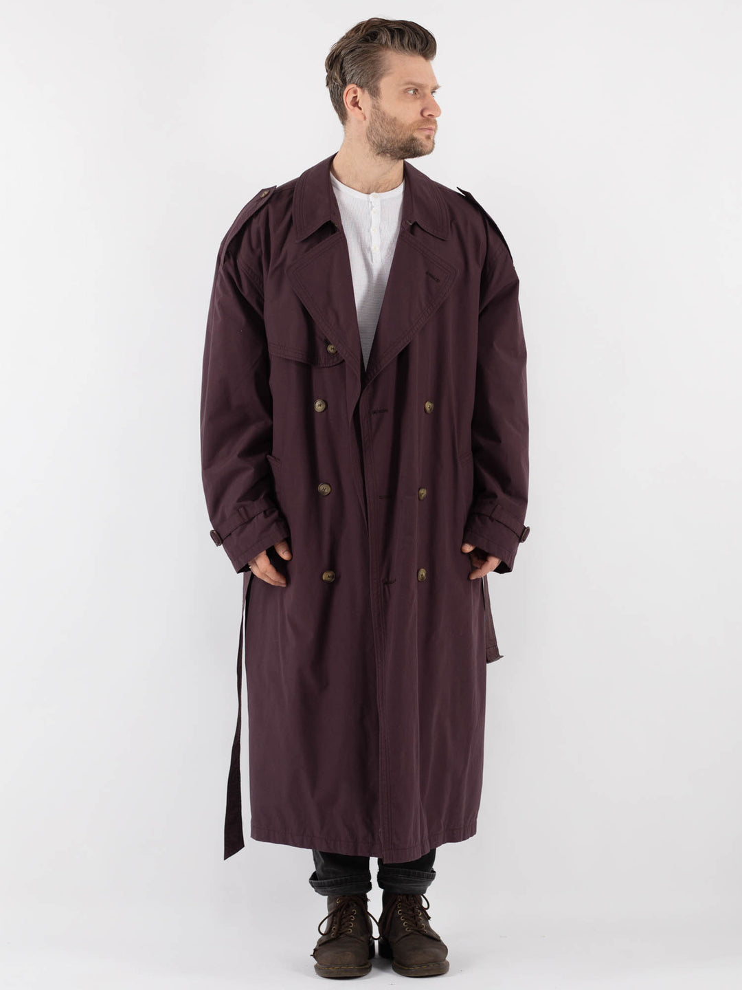 Vintage 70's Men Trench Coat in PurpleZ806