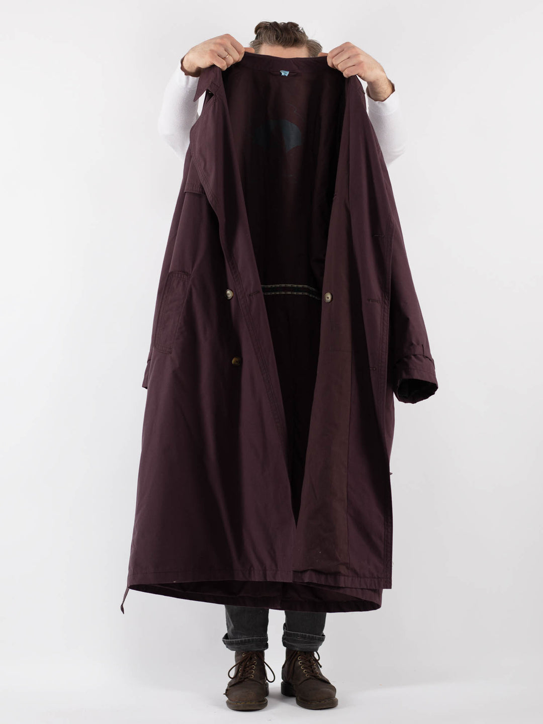 Vintage 70's Men Trench Coat in PurpleZ806