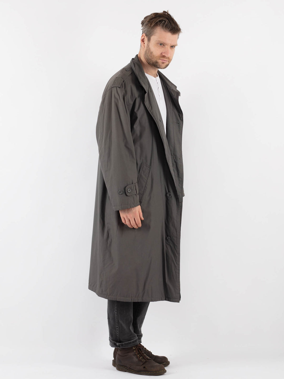 Vintage 70's Men Trench in GrayZ809
