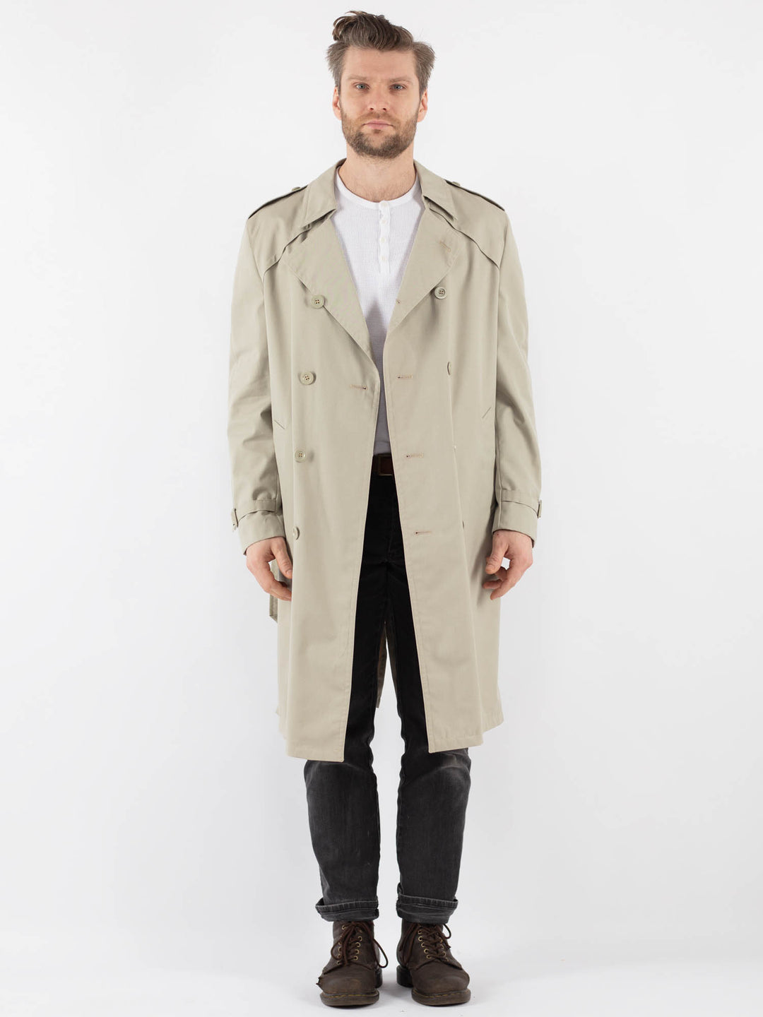 Vintage 70's Men Trench Coat in Beige