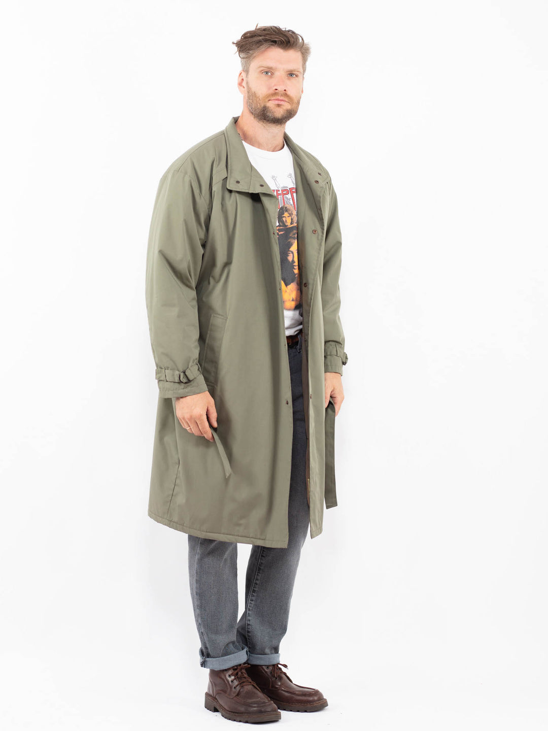 Vintage 70's Men Trench Coat in GreenZ2312