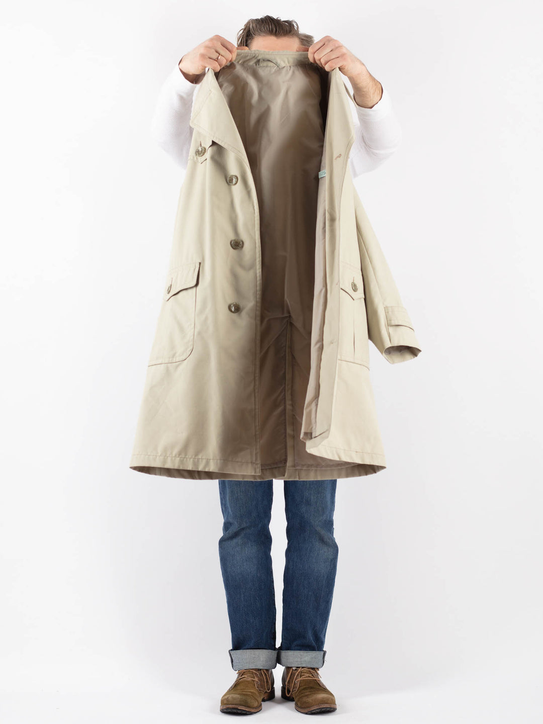 Vintage 70's Men Trench Coat in BeigeZ1225