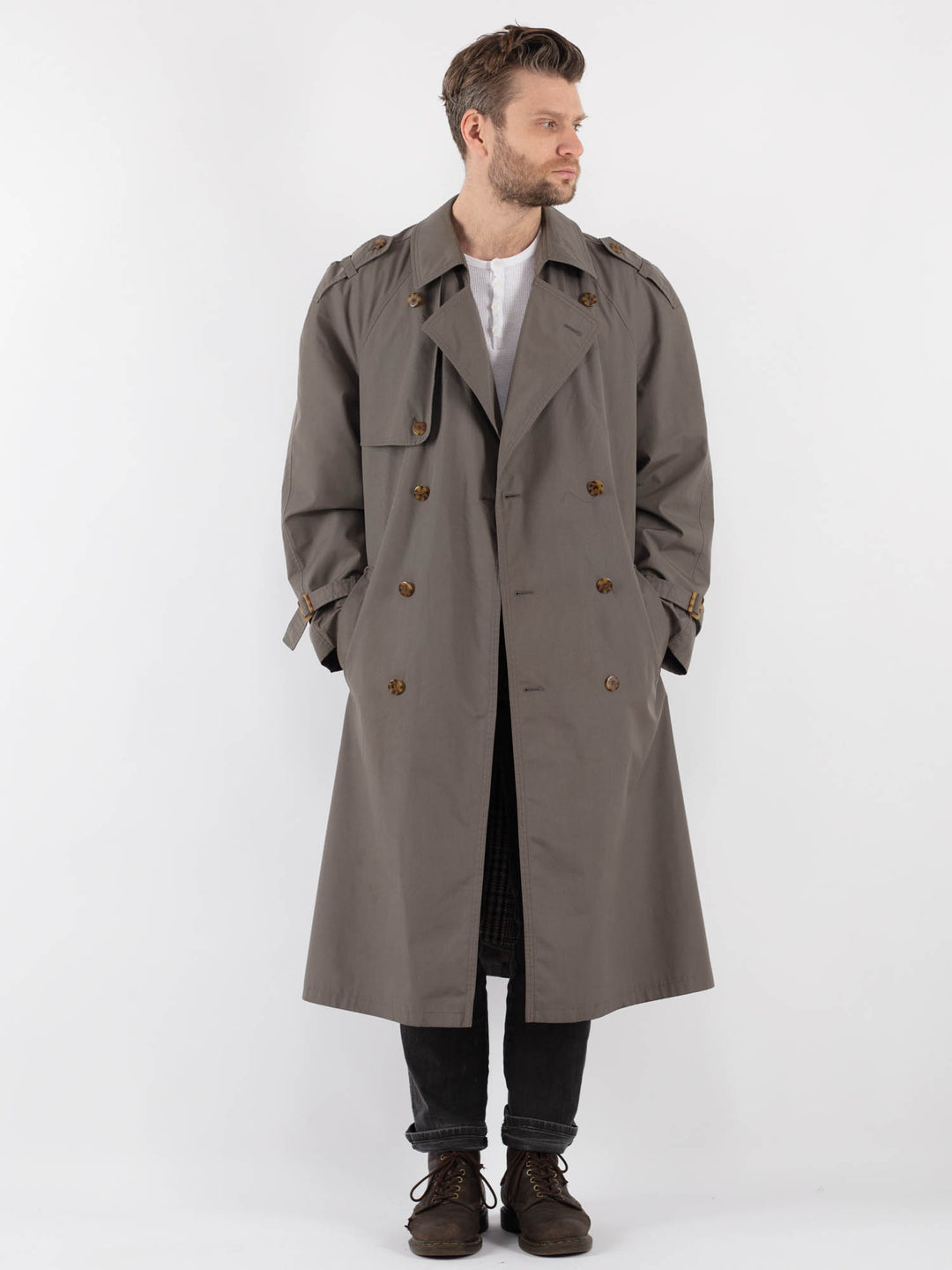 Vintage 70's Men Trench Coat in GrayZ819