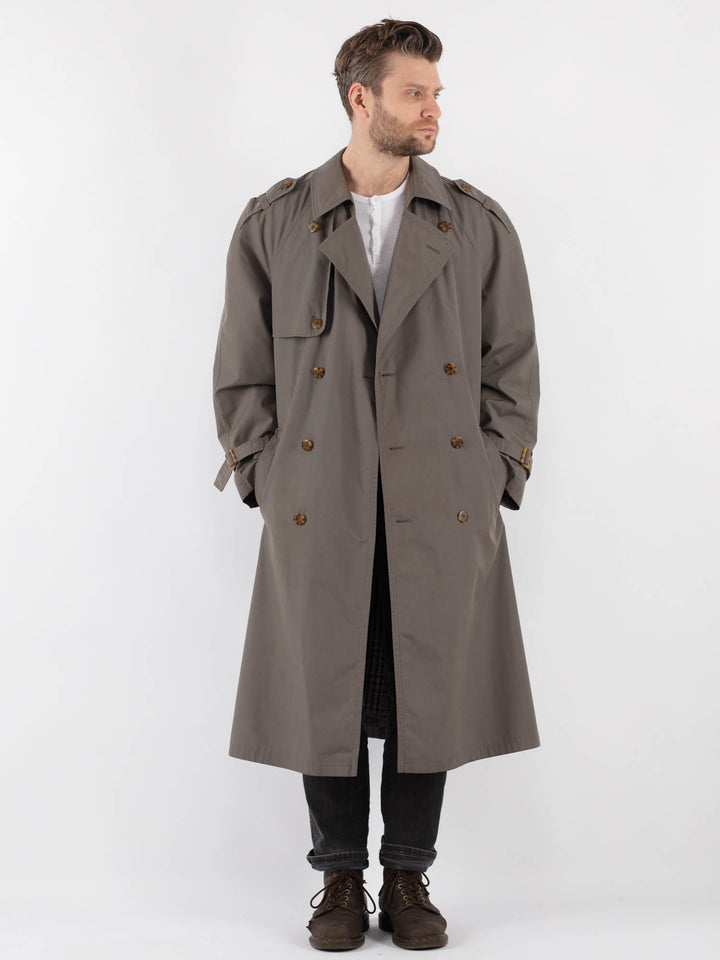 Vintage 70's Men Trench Coat in GrayZ819