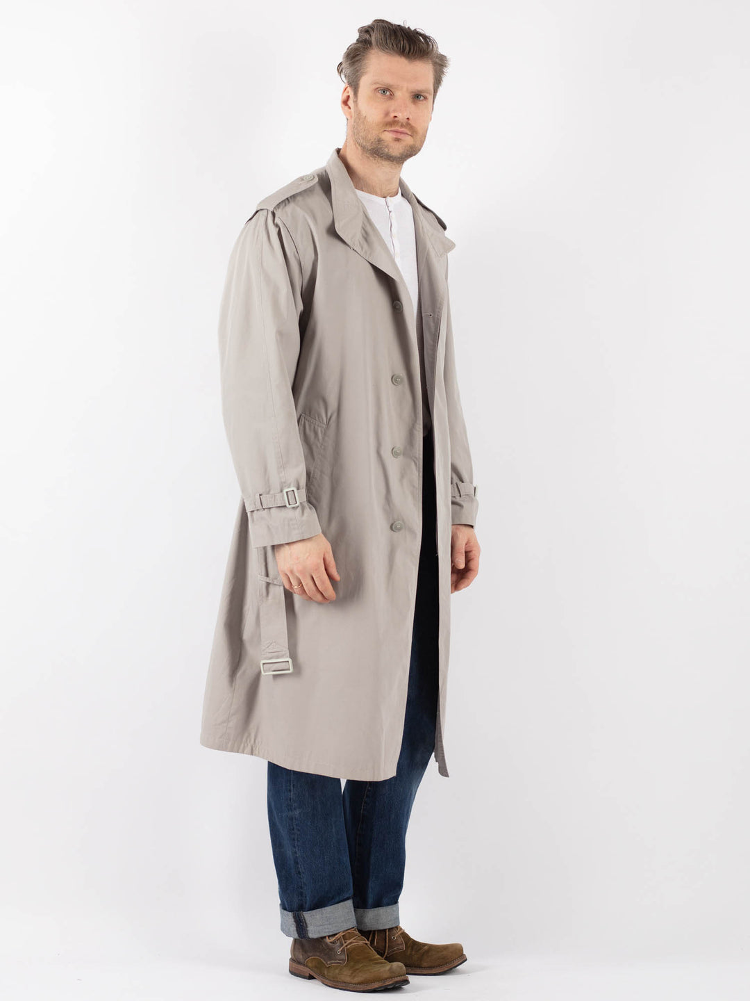Vintage 70's Men Trench Coat in GrayZ1228