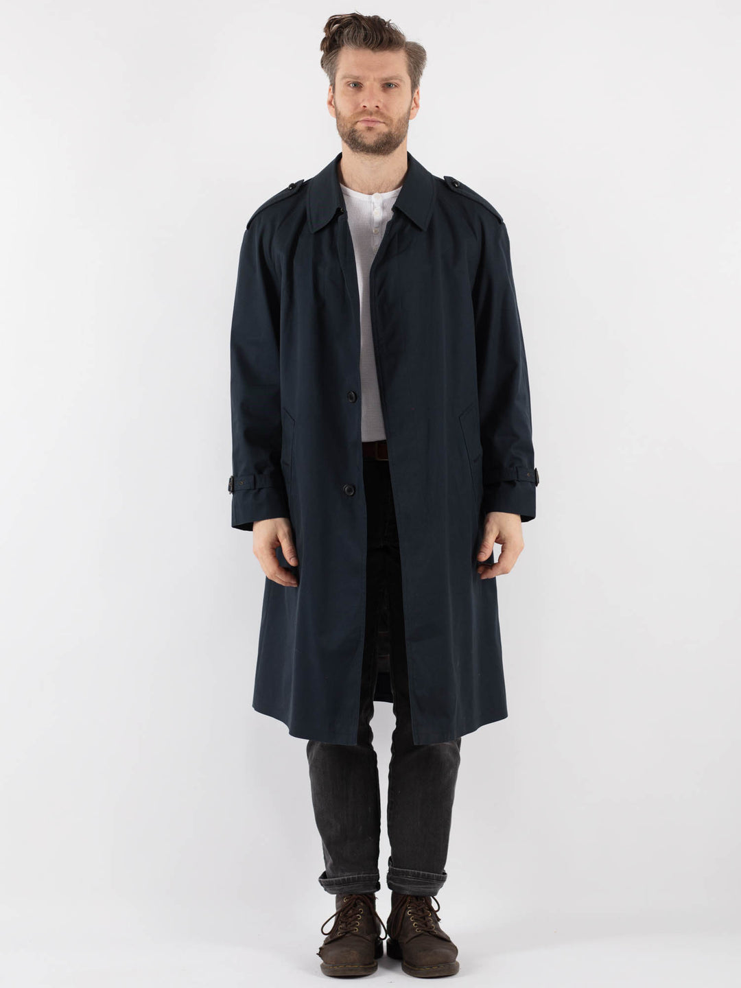 Vintage 70's Men Trench Coat in Blue