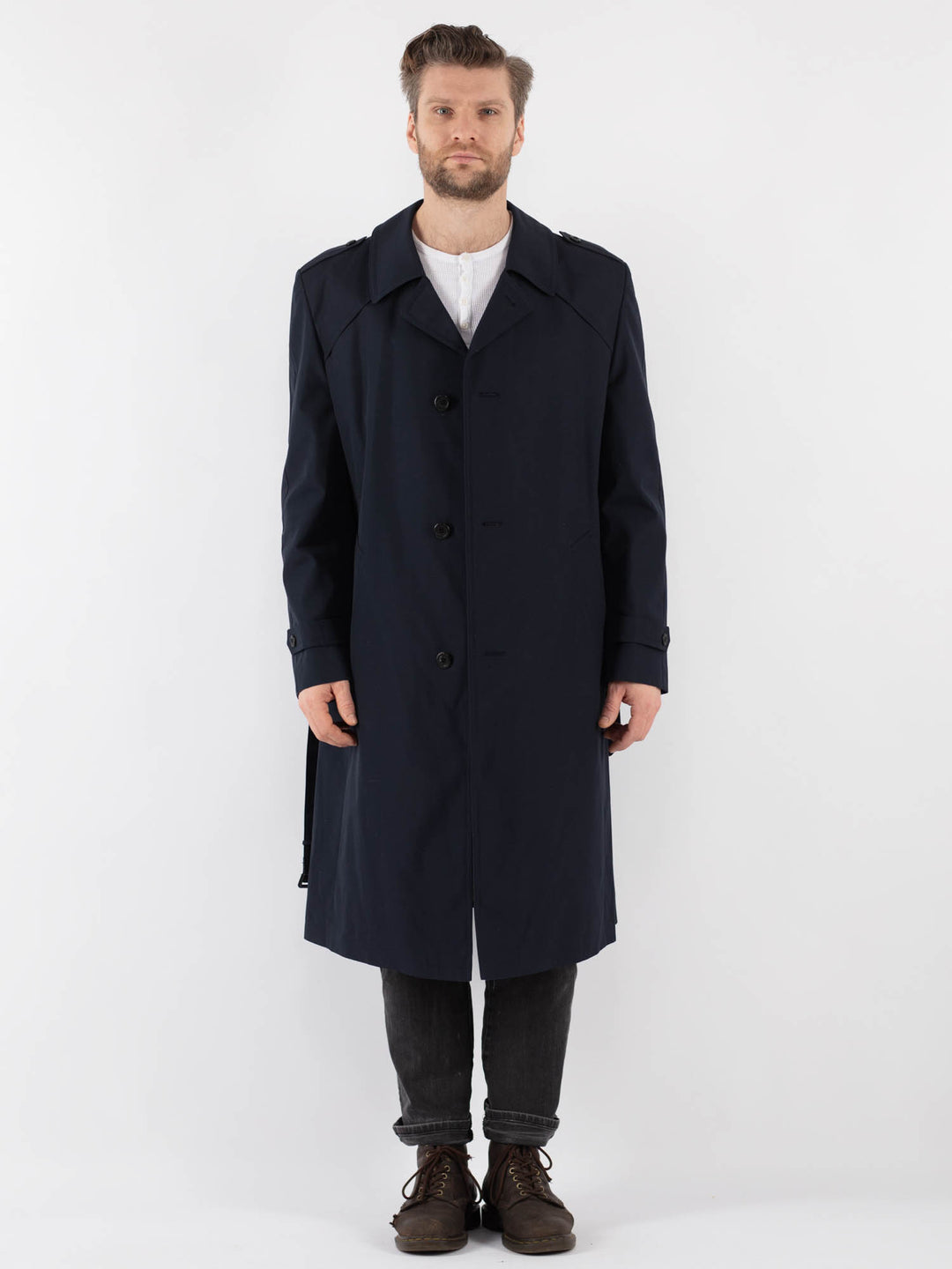 Vintage 70's Men Trench Coat in Blue