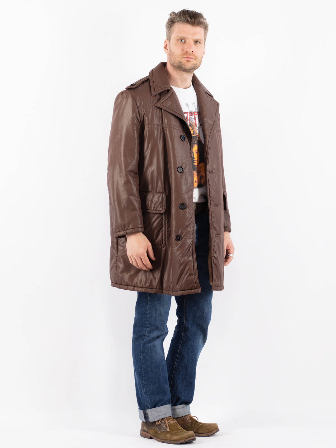 Vintage 70's Men Trench Coat in BrownZ1502