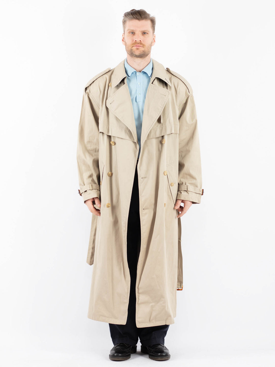 Vintage 70's Men Trench Coat in BeigeZ1458