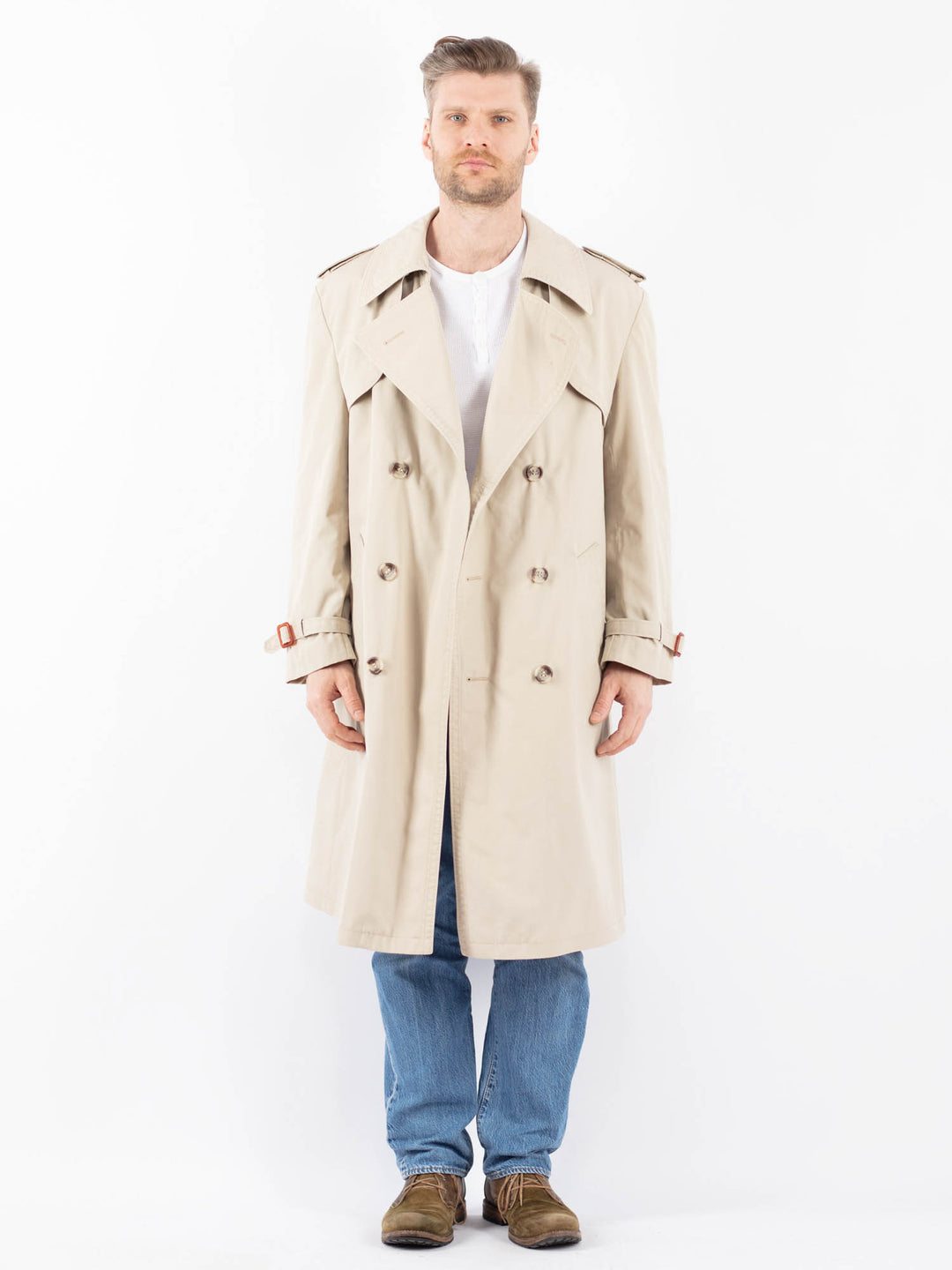 Vintage 70's Men Trench Coat in BeigeZ1475