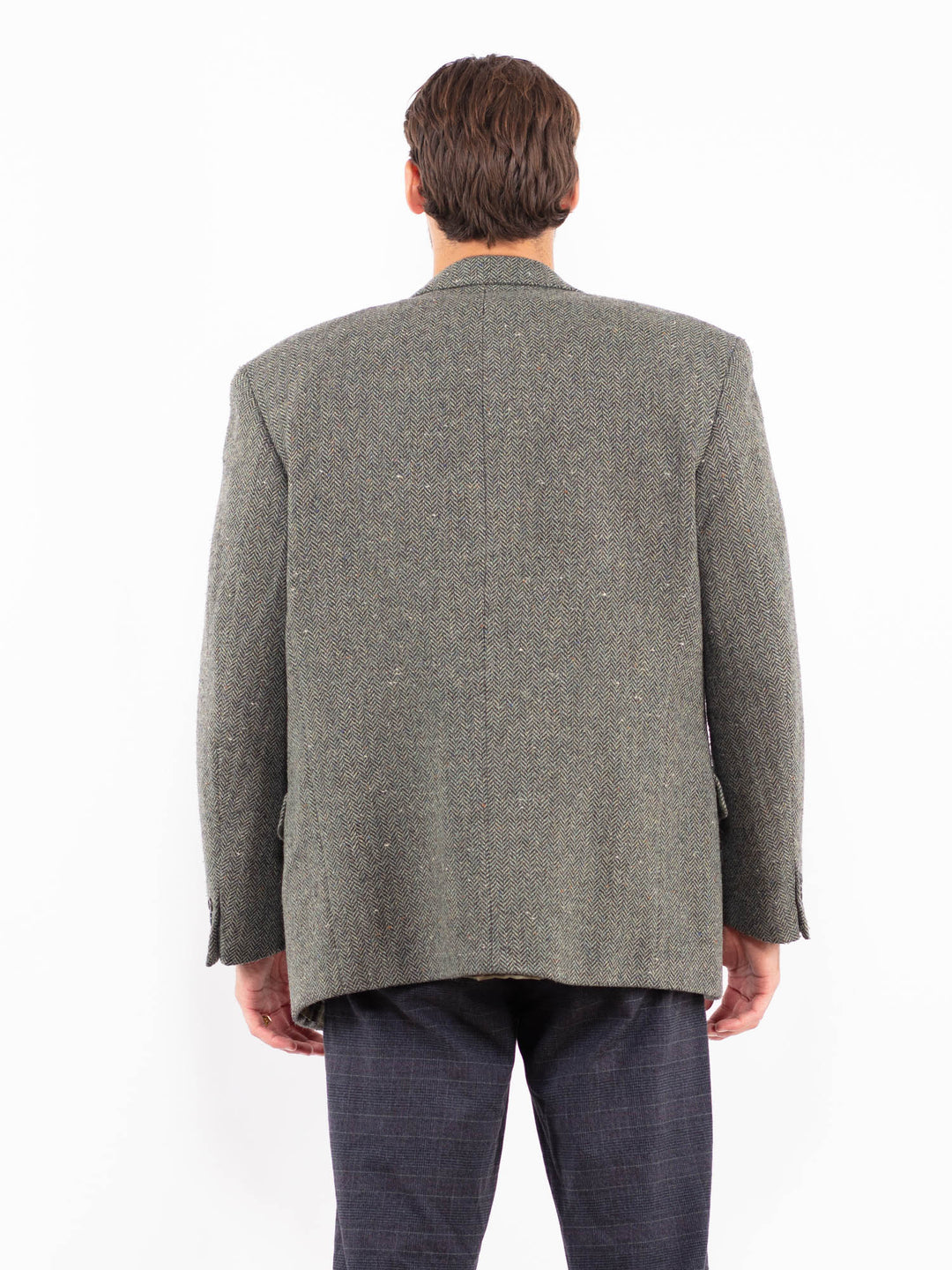Vintage 70's Men Tweed Wool Jacket in Green