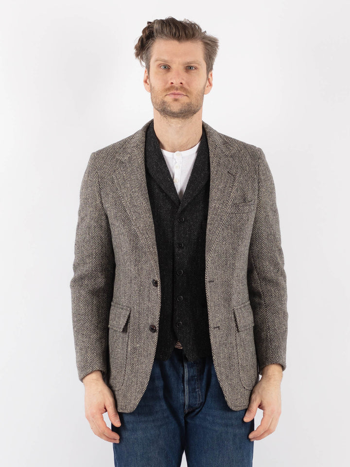 Vintage 70's Men Harris Tweed Jacket in GrayZ1198