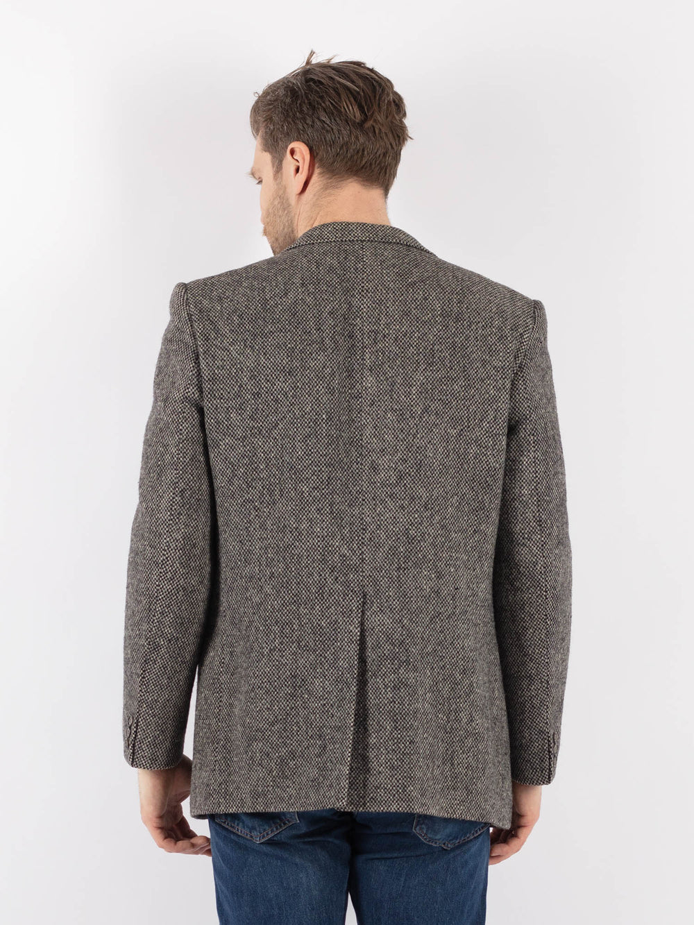 Vintage 70's Men Harris Tweed Jacket in GrayZ1201