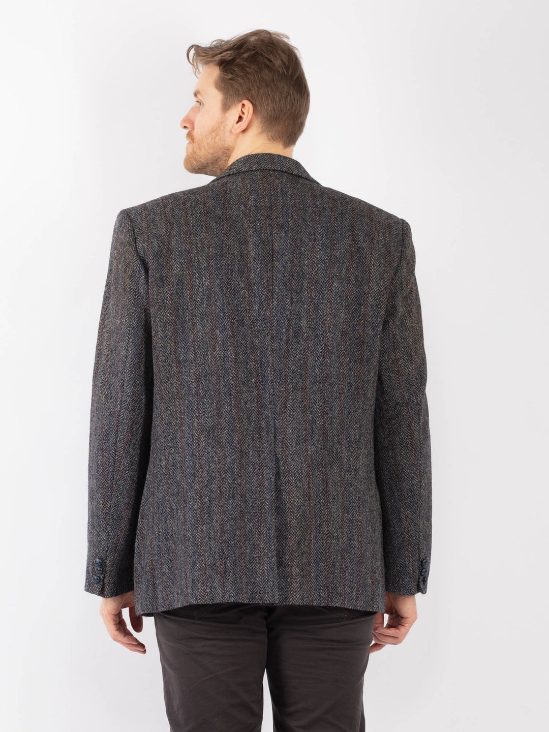 Vintage 70's Men Harris Tweed Jacket in Gray