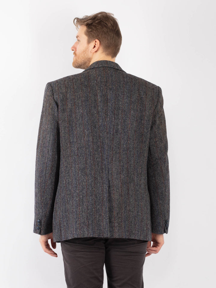Vintage 70's Men Harris Tweed Jacket in Gray