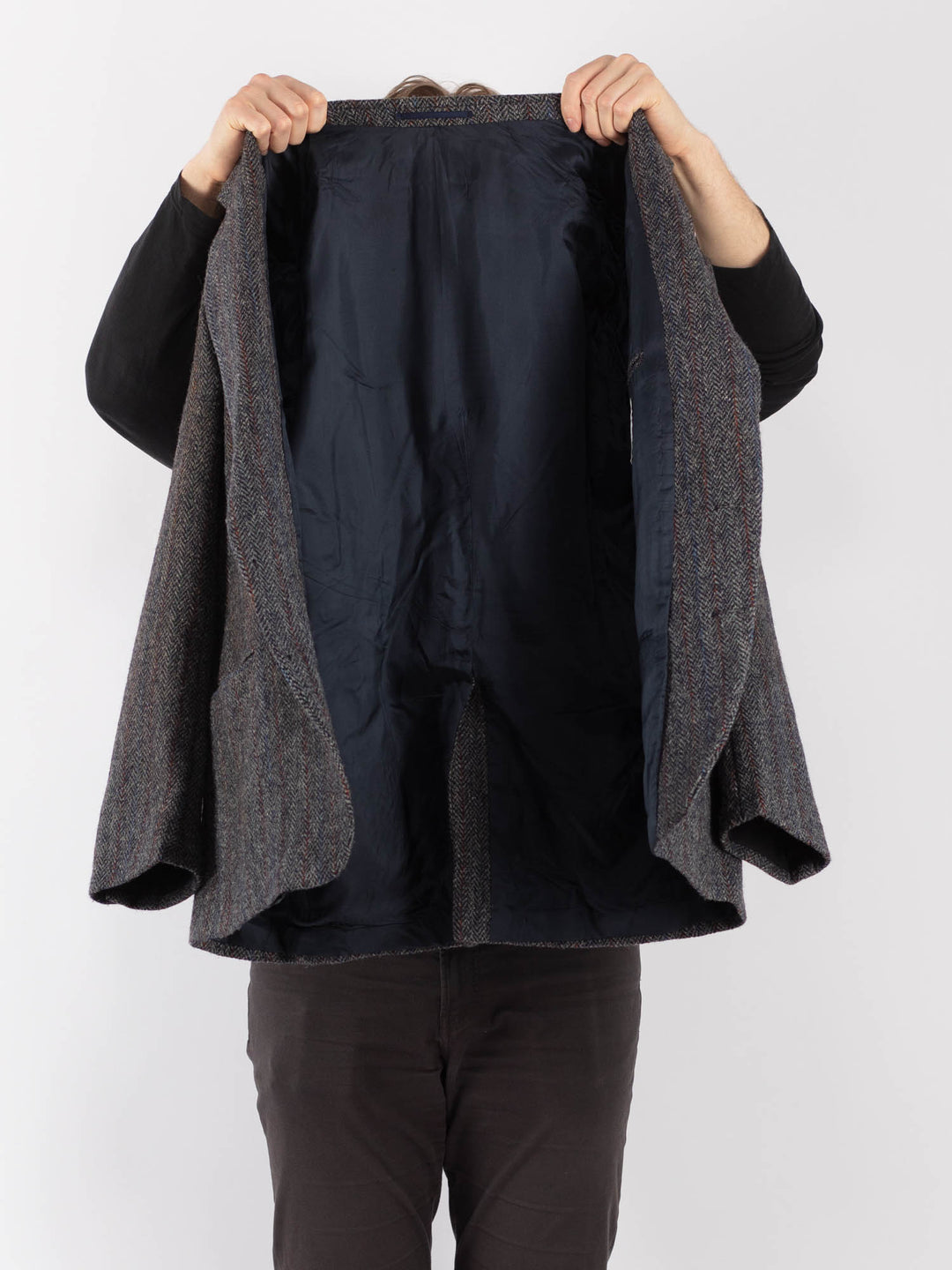 Vintage 70's Men Harris Tweed Jacket in Gray