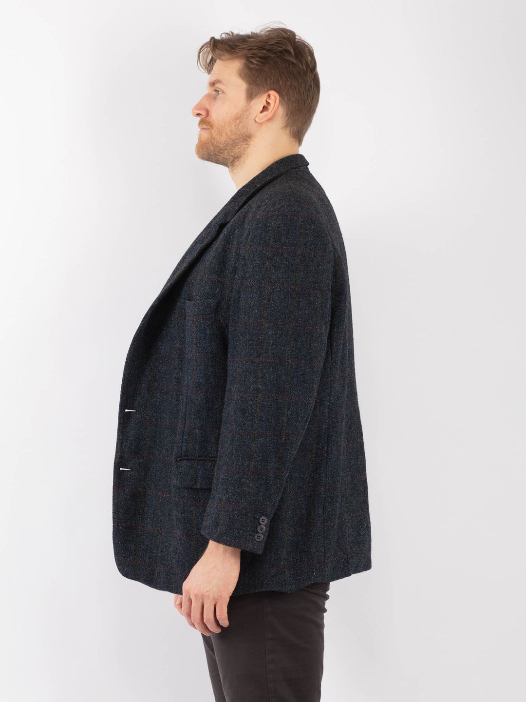 Vintage 70's Men Harris Tweed Jacket in Blue