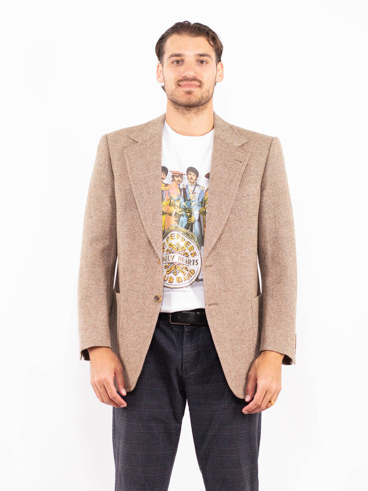 Vintage 70's Men Wool Blazer Jacket in BeigeZ2157