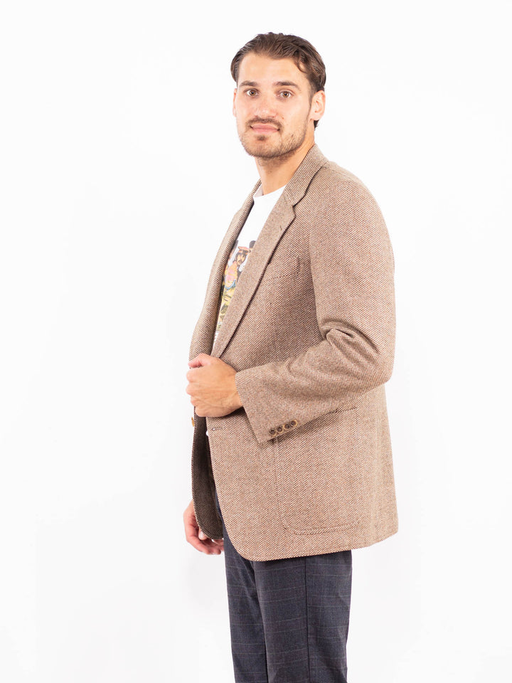 Vintage 70's Men Wool Blazer Jacket in BeigeZ2157