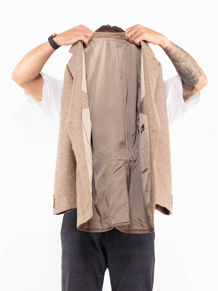 Vintage 70's Men Wool Blazer Jacket in BeigeZ2157