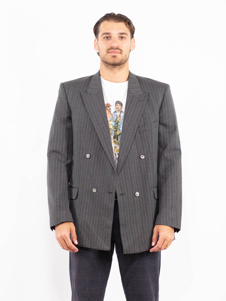 Vintage 70's Men Wool Blend Blazer Jacket in GrayZ2178