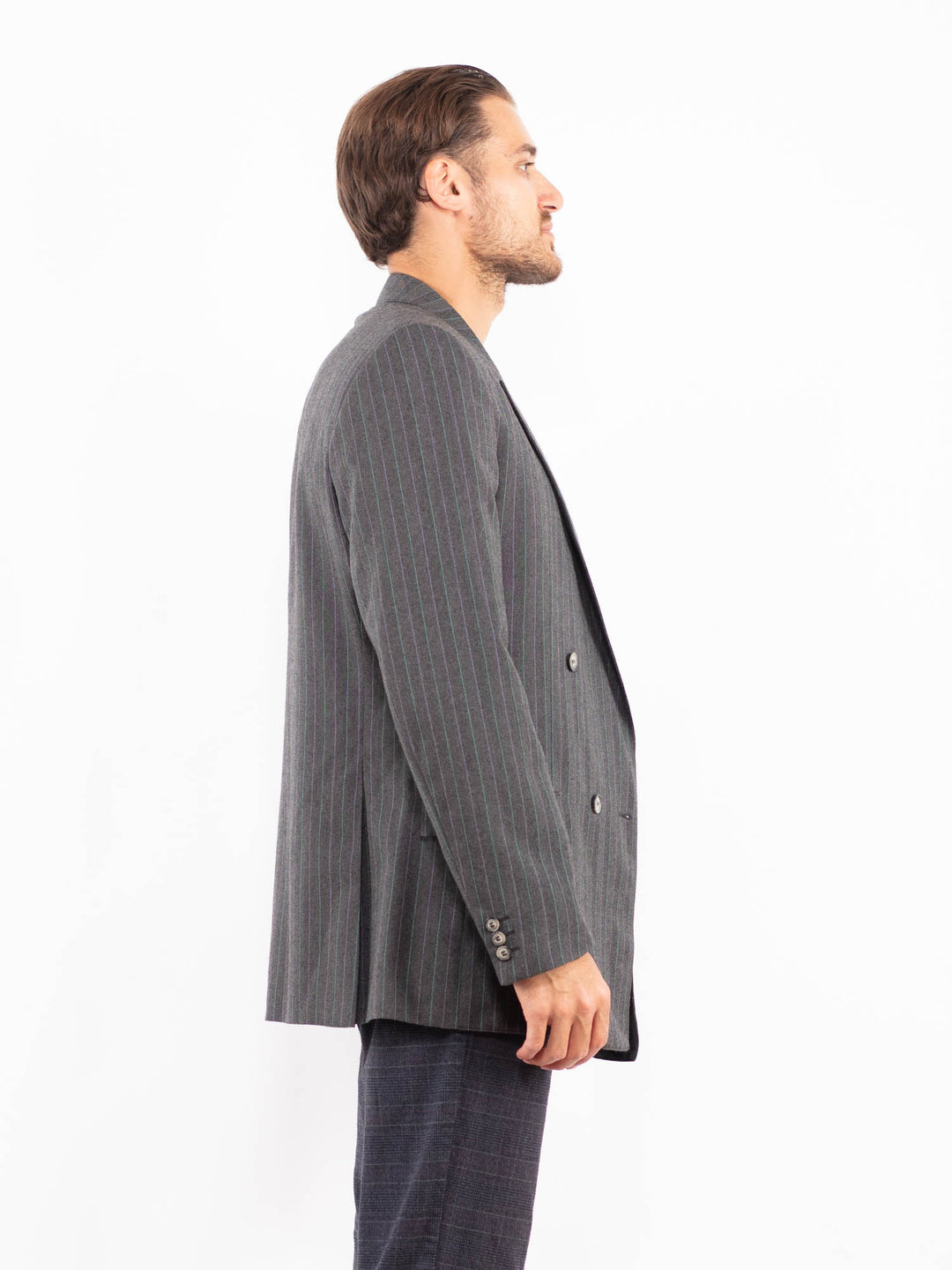 Vintage 70's Men Wool Blend Blazer Jacket in GrayZ2178
