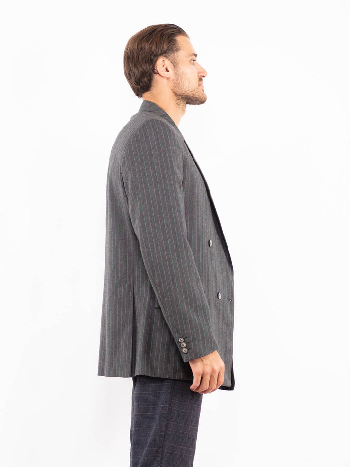 Vintage 70's Men Wool Blend Blazer Jacket in GrayZ2178