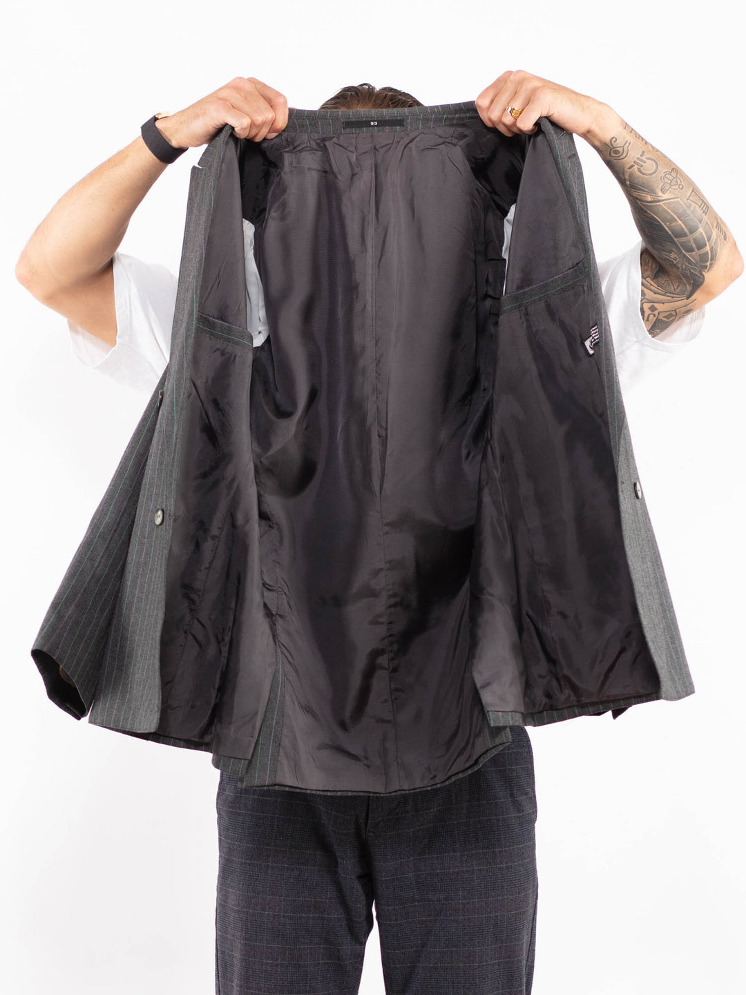 Vintage 70's Men Wool Blend Blazer Jacket in GrayZ2178