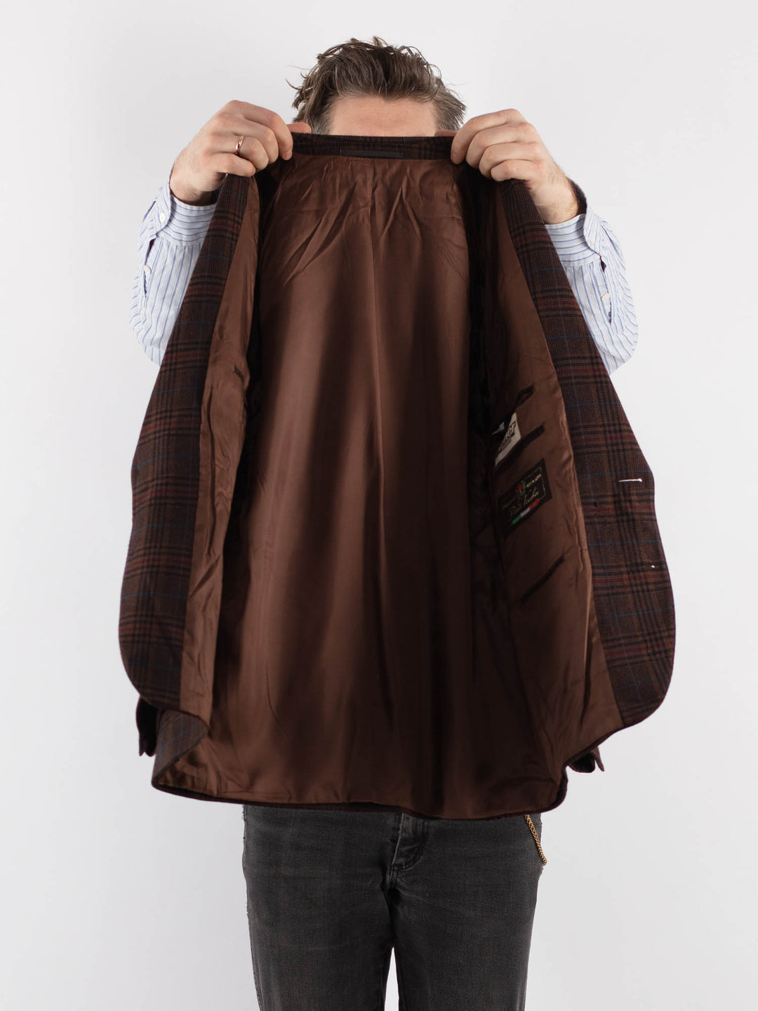 Vintage 70's Men Wool Blazer Jacket in Brown - NorthernGrip