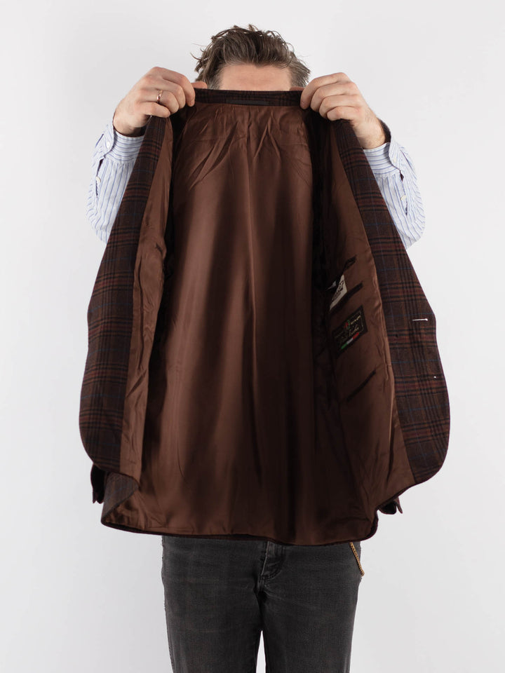 Vintage 70's Men Wool Blazer Jacket in Brown - NorthernGrip