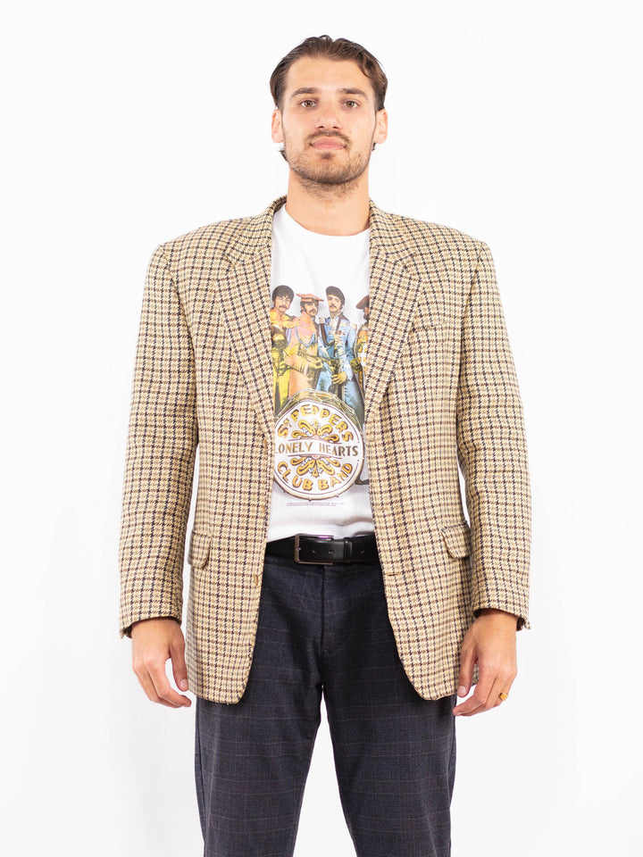 Vintage 70's Men Wool Blazer Jacket in BeigeZ2193