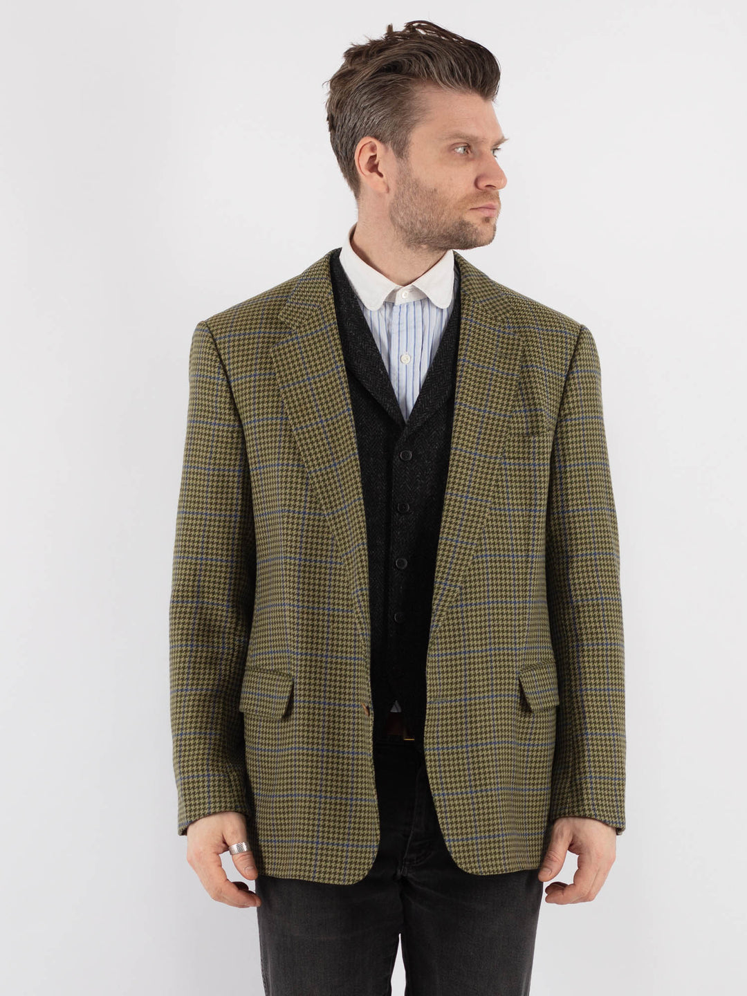 Vintage 70's Men Wool Blazer Jacket in Green (šujas, atstāt draftos) - NorthernGrip