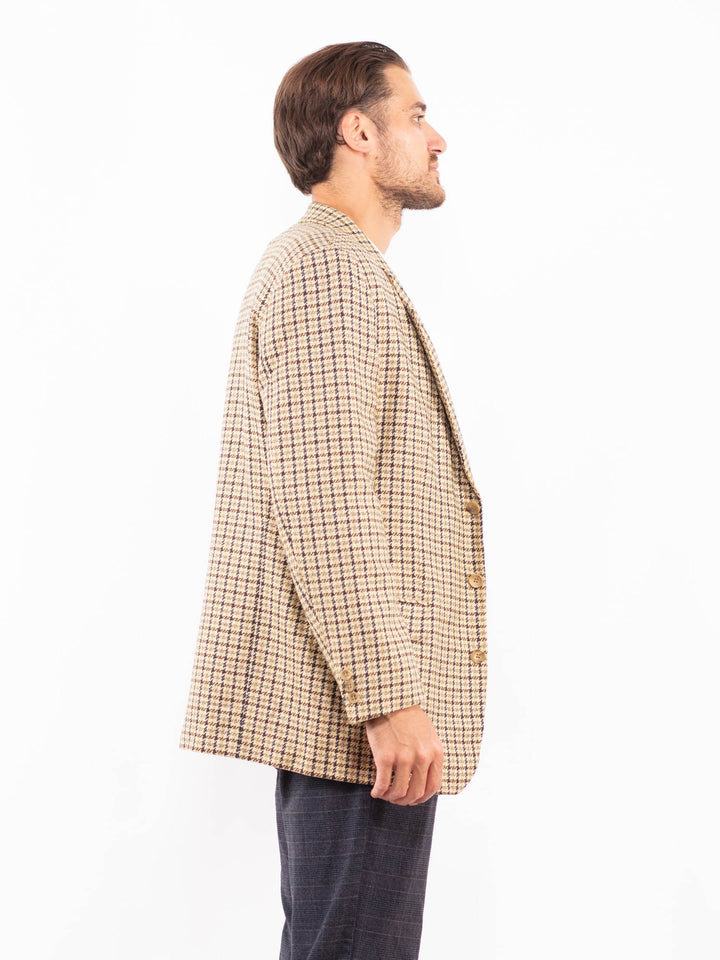 Vintage 70's Men Wool Blazer Jacket in BeigeZ2193