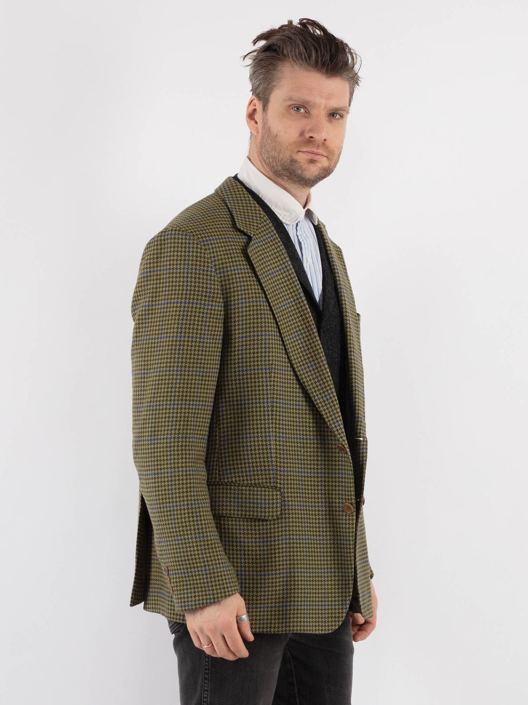 Vintage 70's Men Wool Blazer Jacket in Green (šujas, atstāt draftos) - NorthernGrip