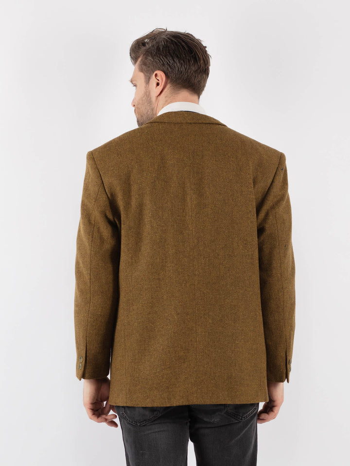 Vintage 70's Men Wool Blazer Jacket in Sand Brown - NorthernGrip