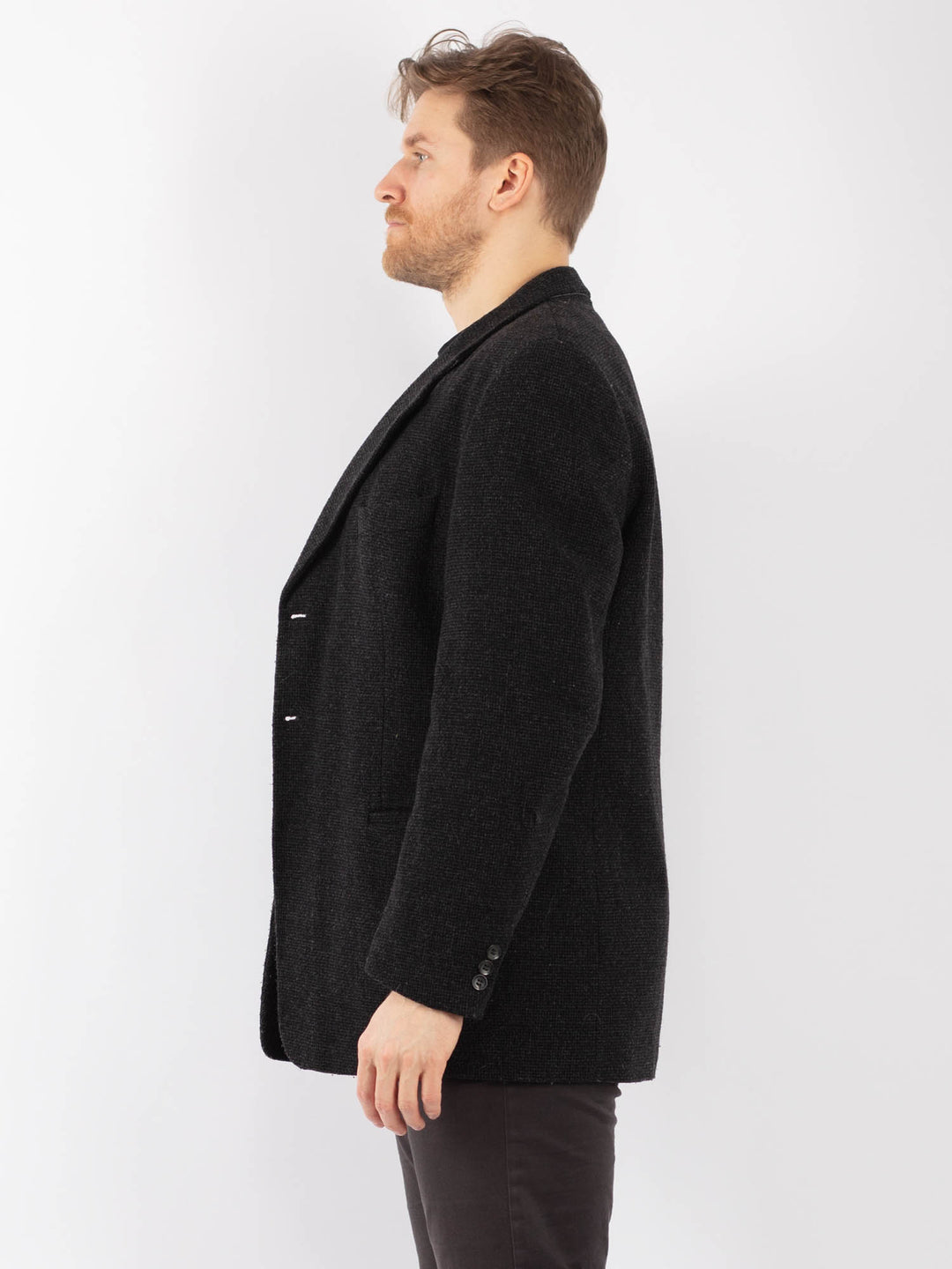 Vintage 70's Men Wool Blazer Jacket in GrayZ1285