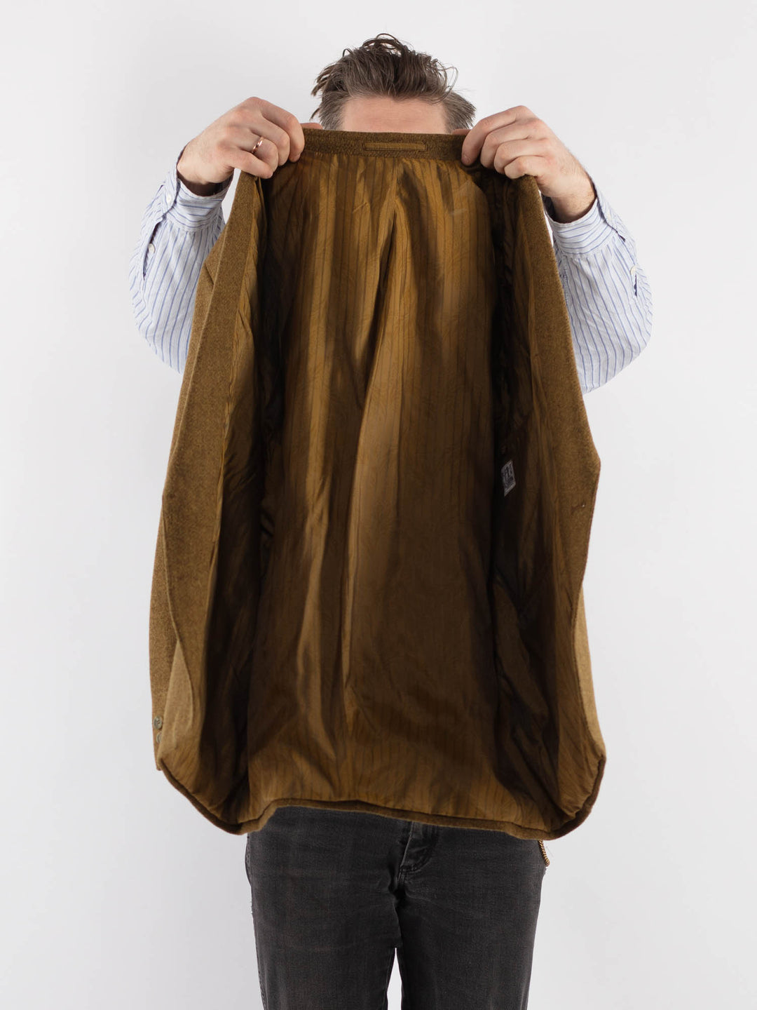 Vintage 70's Men Wool Blazer Jacket in Sand Brown - NorthernGrip